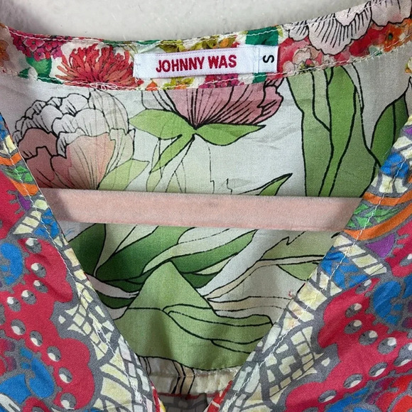 Johnny Was Blush Button Down Silk Blouse Top Tunic size XS - Picture 6 of 12